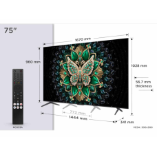 TCL 75 inchC6K 4K QD-Mini LED TV144Hz Google TV; Game Master;Dolby Atmos; Onkyo 2.1; HDR Premium;